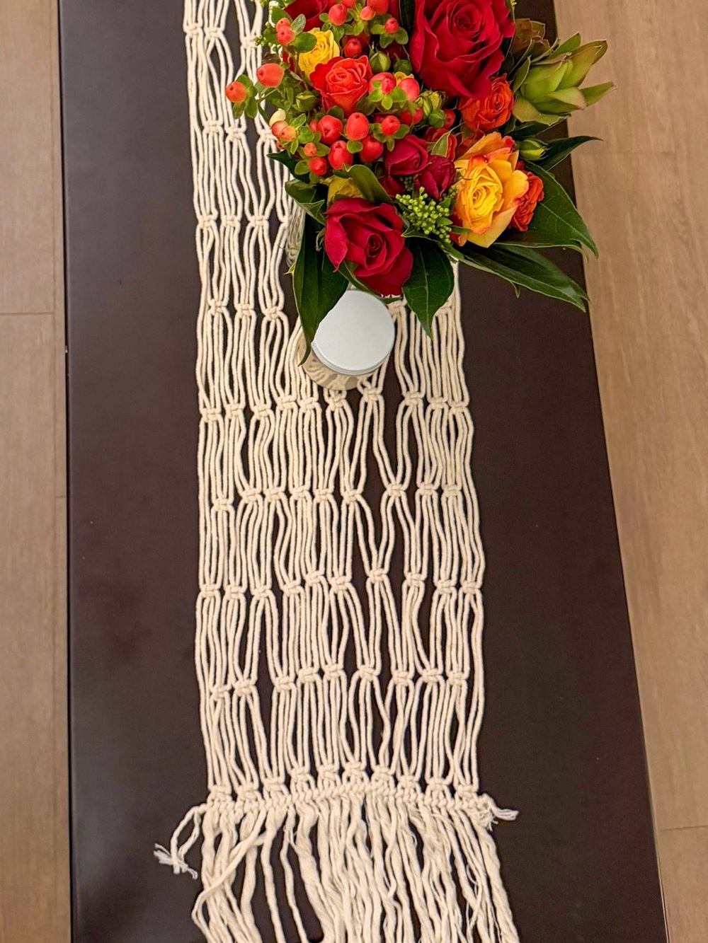 Handmade Macrame Table Runner in Natural Cream